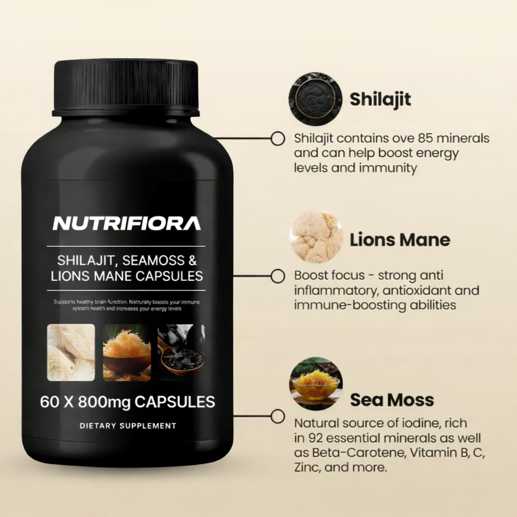 NUTRIFIORA™ Shilajit, Sea Moss & Lions Mane